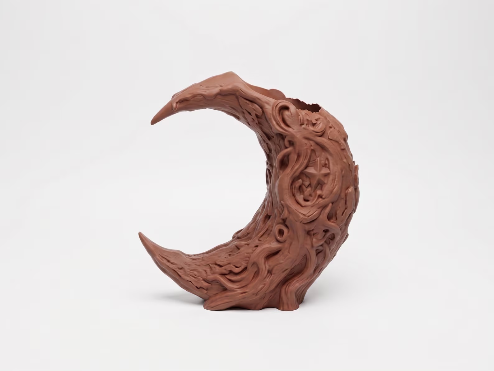 Crescent moon vase with tree bark and twisting roots (3 of 3)